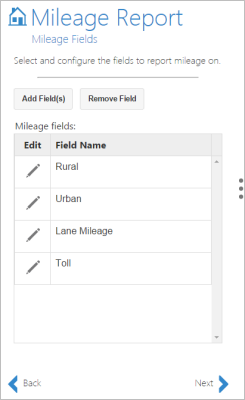 Four mileage fields are added Four mileage fields are added